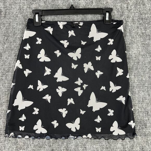 Wild Fable Skirt‎ Womens Medium Black Butterfly Y2K Whimsigoth Boho Fairy Grunge - Picture 1 of 9